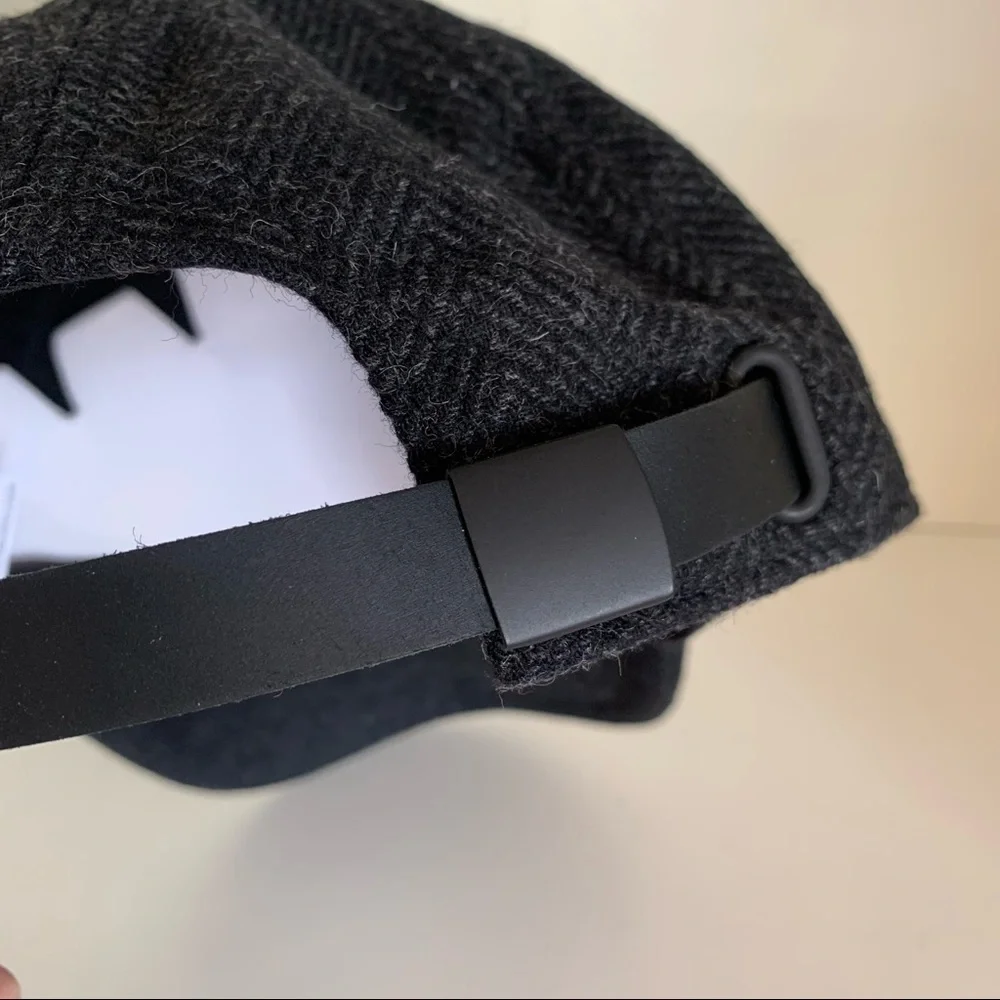 B wool leather Herringbone cap hat